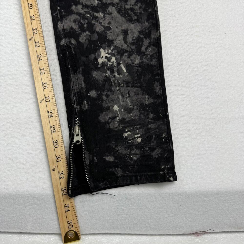 NWT MNML Men's 38x33 Slim Black Distressed Painted Stretch Zip Ankle Denim Jeans - Picture 8 of 11